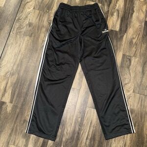 Spalding Black Polyester Boys Athletic Track Pants White Stripes Size M